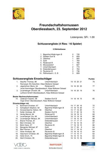 Freundschaftshornussen Oberdiessbach, 23. September 2012 - HG ...