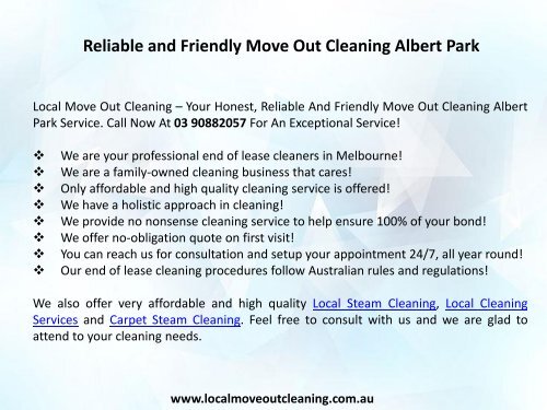 Reliable and Friendly Move Out Cleaning Albert Park