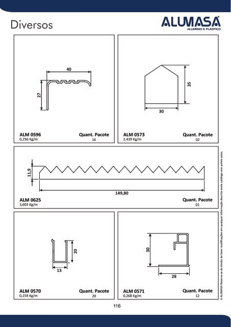 Catálogo de Perfis de Alumínio - Construção Civil