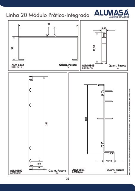 Catálogo de Perfis de Alumínio - Construção Civil