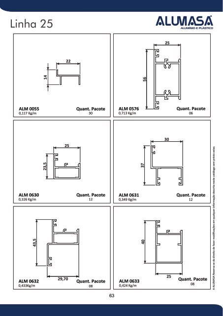 Catálogo de Perfis de Alumínio - Construção Civil