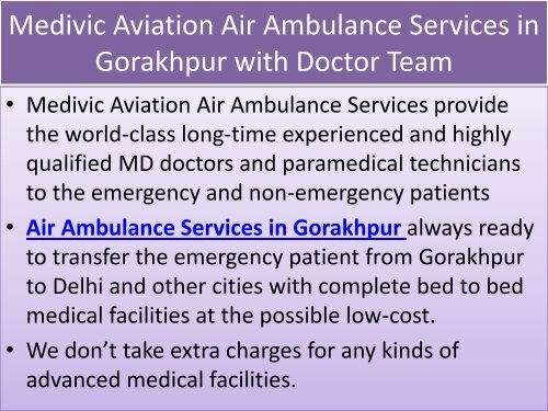 Air Ambulance services in Lucknow