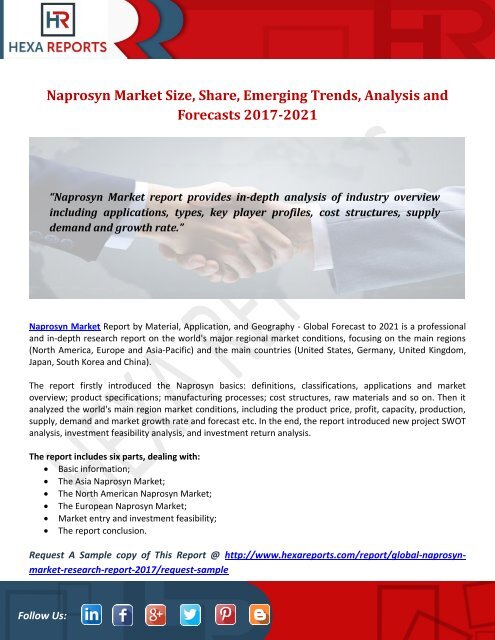 Naprosyn Market Size, Share, Emerging Trends, Analysis and Forecasts 2017-2021