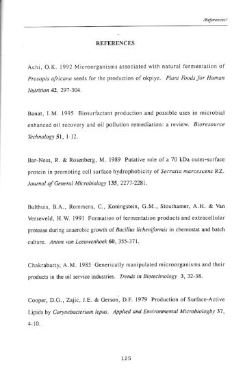 REFERENCES Achi, OK. 1992 Microorganisms associated with ...