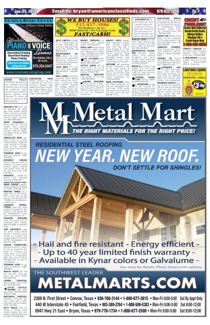 American Classifieds Jan. 25 Edition Bryan/College Station