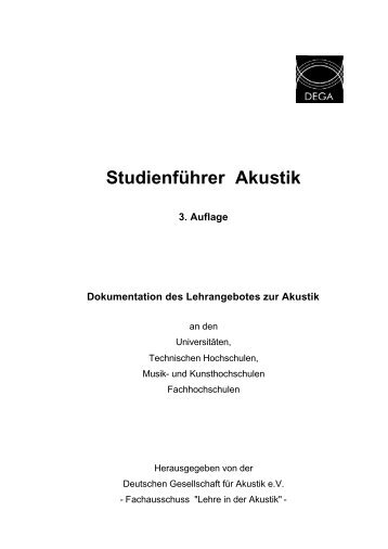Studienführer Akustik _Schillinger