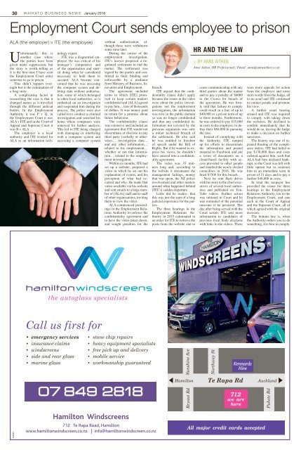 Waikato Business News January 2018