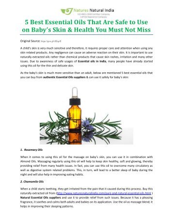 5 Best Essential Oils That Are Safe to Use on Baby’s Skin & Health You Must Not Miss