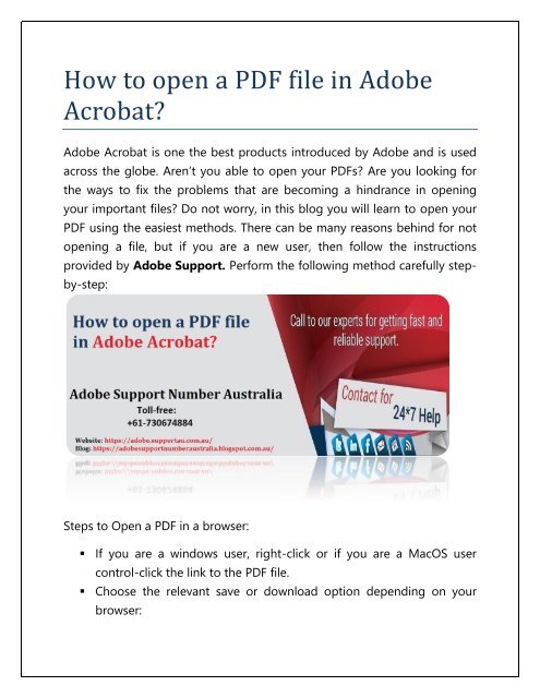 How to open a PDF file open in Adobe Acrobat
