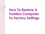 How To Restore A Toshiba Computer To Factory Settings