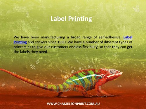 Label Printing - Chameleon Print Group 