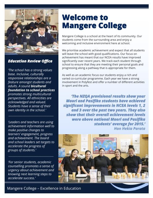 Mangere College Prospectus 2018 