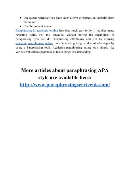 Things You Need to Know About Paraphrasing APA Style