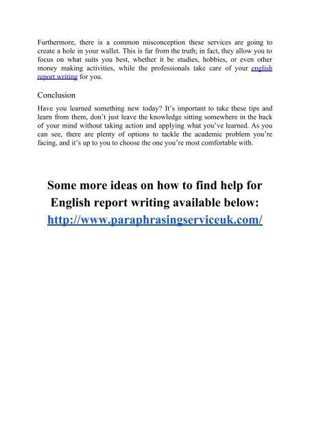 Where to Look for Help in English Report Writing?