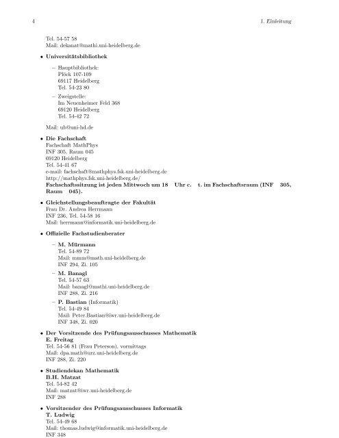 Kommentiertes Vorlesungsverzeichnis Mathematik und Informatik