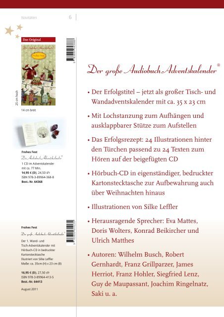 Großer Advents - kalender mit Hörbuch-CD - Börsenblatt des ...