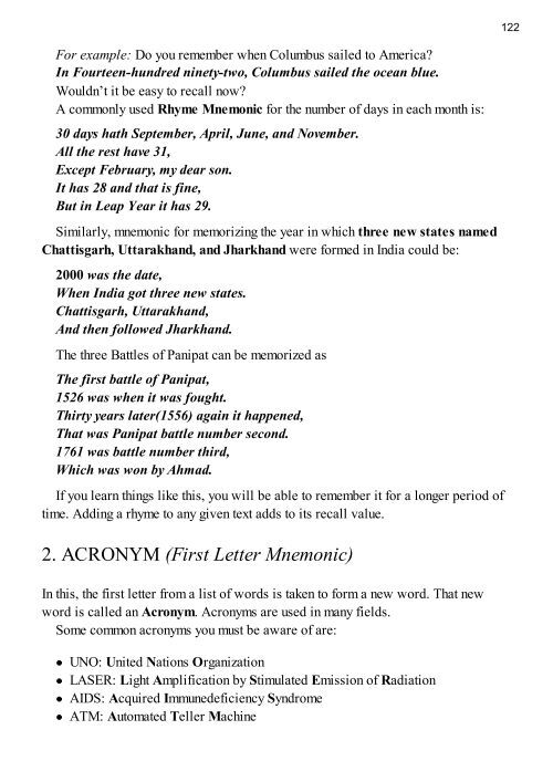 121 10 MNEMONICS Mnemonic