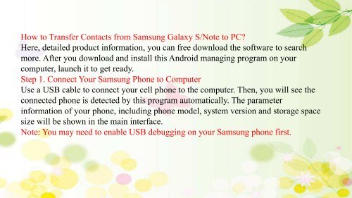 Save Samsung GalaxyNote Contacts to Computer