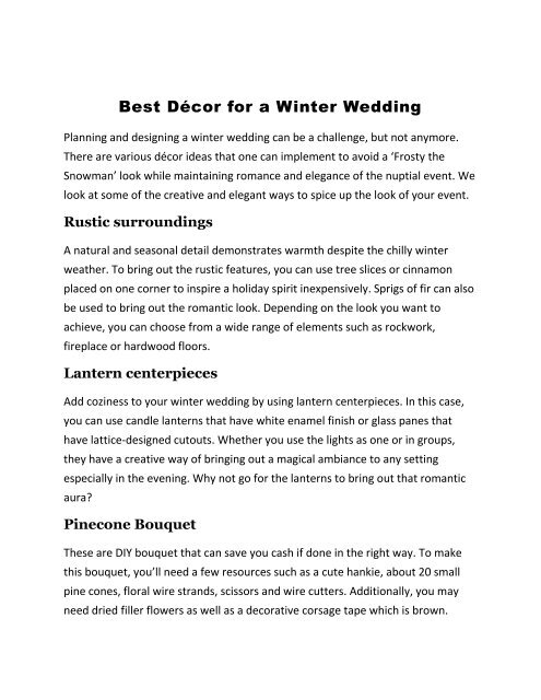 Best Décor for a Winter Wedding