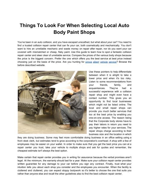 Local Body Shops >> Things To Look For When Selecting Local Auto Body Paint Local Body Shops >> Things To Look For When Selecting Local Auto Body Paint