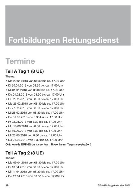 Ausbildungskalender 2018