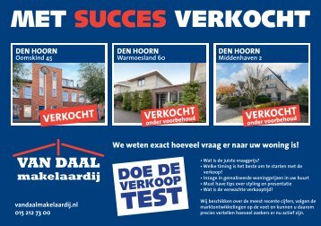 Van Daal makelaardij, succesvol verkocht in Den Hoorn!