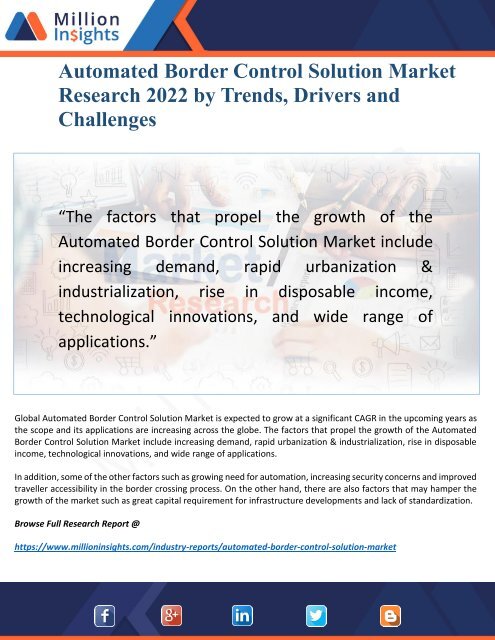 Automated Border Control Solution Market 2022 Discover new Industry Opportunities and Key Trends