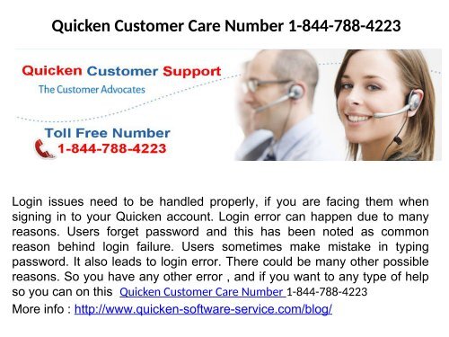 Quicken Login Issues Phone Number 1-844-788-4223