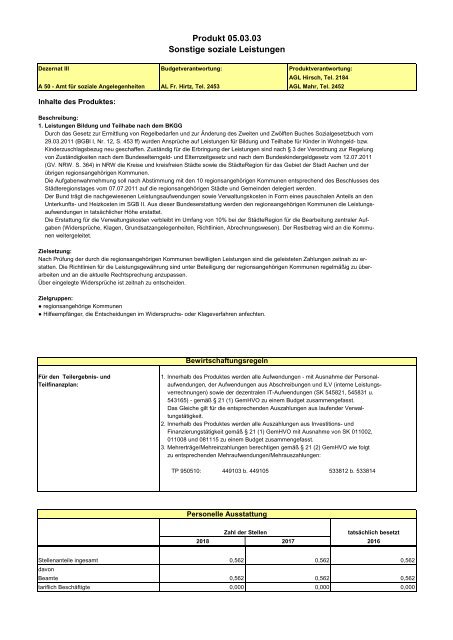 Haushalt 2018 nach der Organisationsstruktur Dez. III