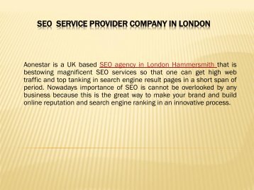 Best SEO Company in London Hammersmith -Aonestar