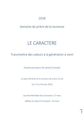 Semaine de prière JA 2018 - FR