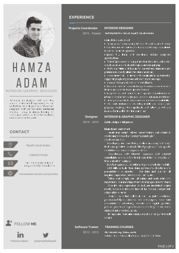 Resume#hamza adam#interior designer 