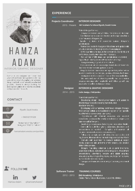 Resume#hamza adam#interior designer 