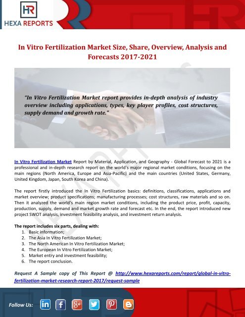 In Vitro Fertilization Market Size, Share, Overview, Analysis and Forecasts 2017-2021