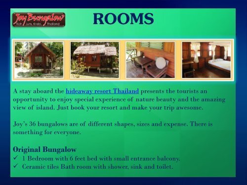 Come and Experience the Great Attraction of Koh Jum Island with Joy Bungalow
