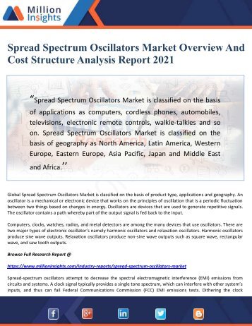 Spread Spectrum Oscillators Market Overview And Cost Structure Analysis Report 2021