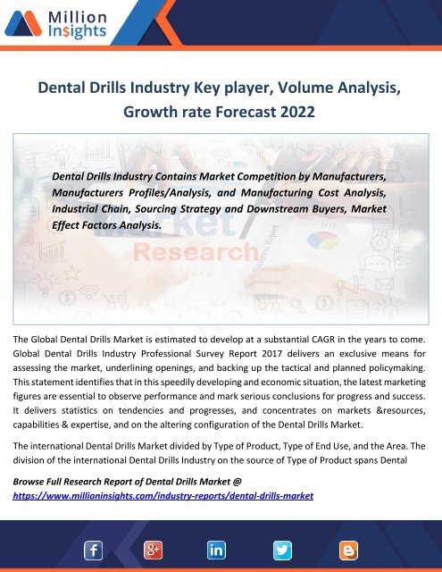 Dental Drills Industry Key player, Volume Analysis, Growth rate Forecast 2022