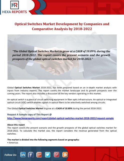 Optical Switches Market Development by Companies and Comparative Analysis by 2018-2022