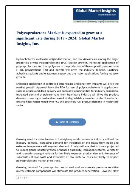 Pdf for Polycaprolactone Market