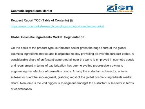 Global Cosmetic Ingredients Market, 2016–2024