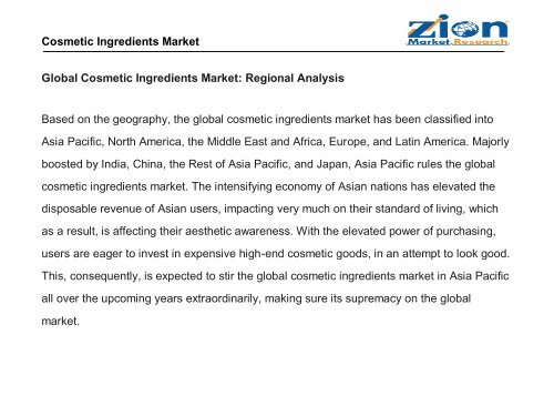 Global Cosmetic Ingredients Market, 2016–2024