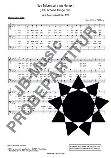 Wir lieben sehr im Herzen (für Männerchor 3-st. TBB)