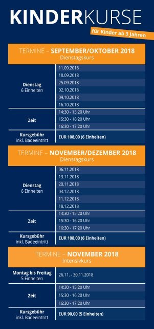 StuBay Broschüre Schimmkurse Herbst & Winter 2018/2019