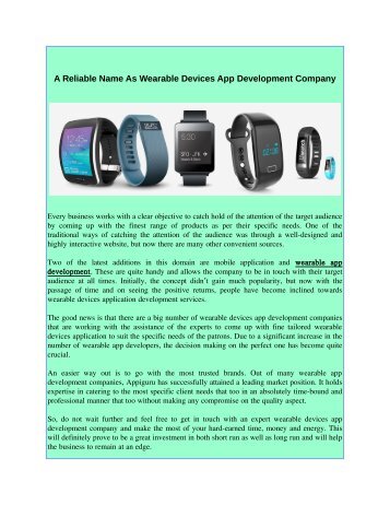 A Reliable Name As Wearable Devices App Development Company