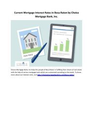 Current Mortgage Interest Rates in Boca Raton by Choice Mortgage Bank, Inc.