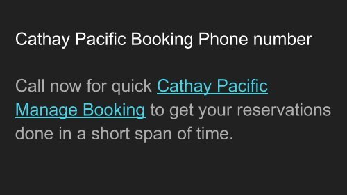 Cathay Pacific Manage Booking