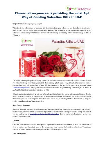 Flowerdeliveryuae.ae is providing the most Apt Way of Sending Valentine Gifts to UAE