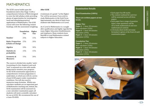 Ratcliffe College - GCSE Handbook