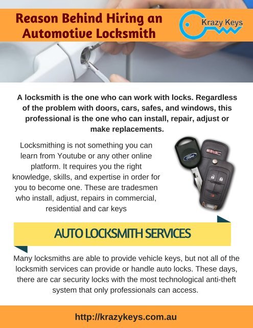 Reason Behind Hiring an Automotive Locksmith