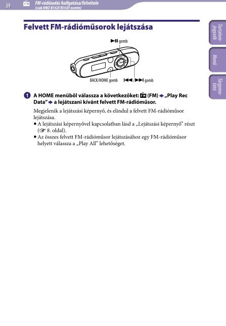 Sony NWZ-B143F - NWZ-B143F Consignes d&rsquo;utilisation Hongrois